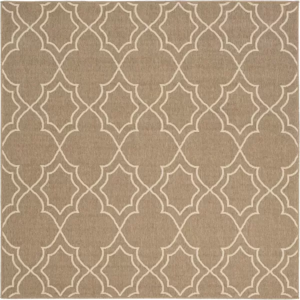 imageLivabliss Georgia Trellis Outdoor Area Rug73quot SquareBeigeCamelCream