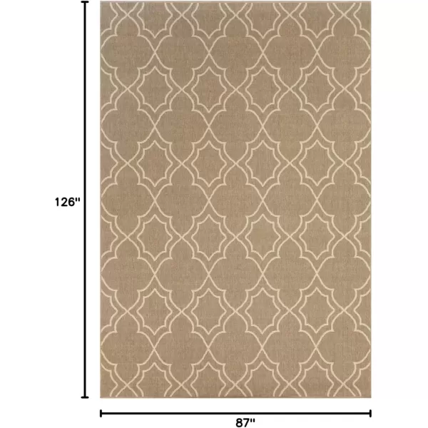 imageLivabliss Georgia Trellis Outdoor Area Rug73quot SquareBeigeCamelCream