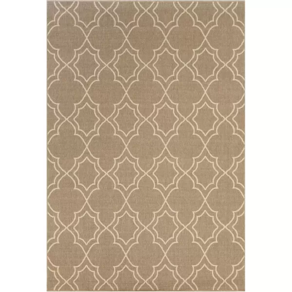 imageLivabliss Georgia Trellis Outdoor Area Rug73quot SquareBeigeCamelCream