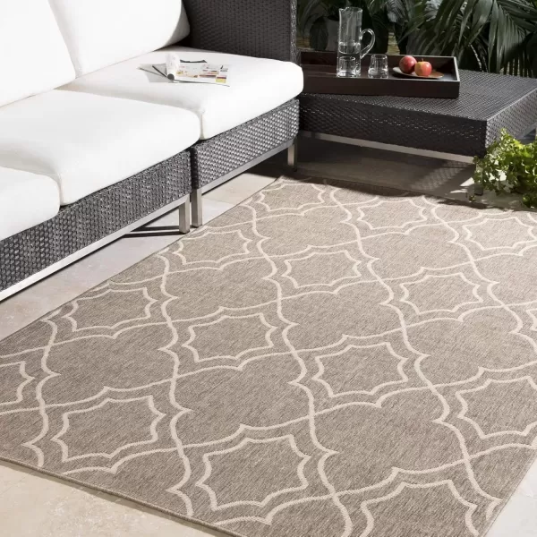 imageLivabliss Georgia Trellis Outdoor Area Rug73quot SquareBeigeCamelCream