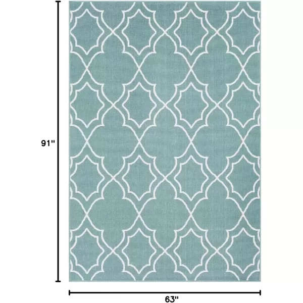 imageLivabliss Georgia Trellis Outdoor Area Rug73quot SquareBeigeTealWhite