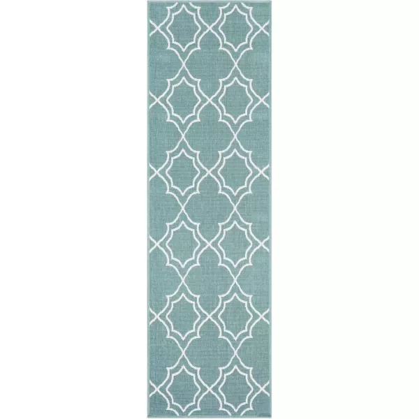 imageLivabliss Georgia Trellis Outdoor Area Rug73quot SquareBeigeTealWhite