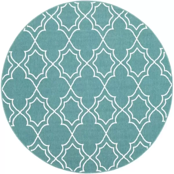 imageLivabliss Georgia Trellis Outdoor Area Rug73quot SquareBeigeTealWhite