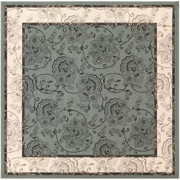 imageLivabliss Rhoda Outdoor Border Area Rug810quot SquareTaupeBrownMoss