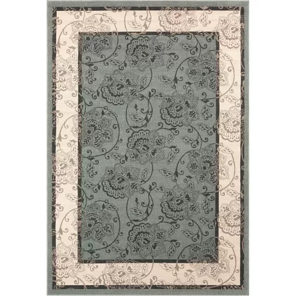 imageLivabliss Rhoda Outdoor Border Area Rug810quot SquareTaupeBrownMoss