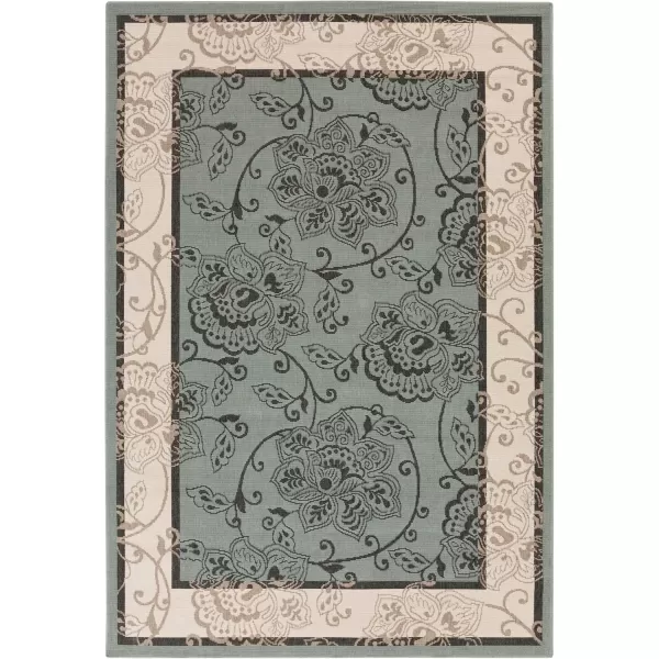 imageLivabliss Rhoda Outdoor Border Area Rug810quot SquareTaupeBrownMoss