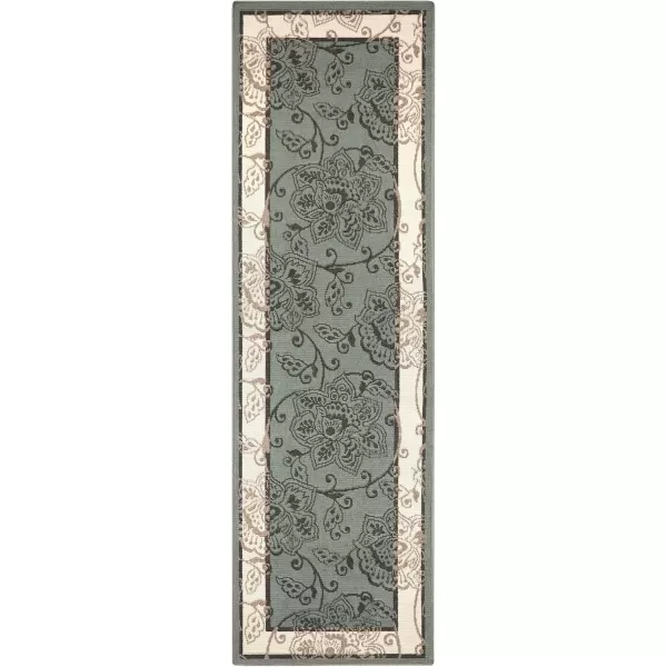 imageLivabliss Rhoda Outdoor Border Area Rug810quot SquareTaupeBrownMoss