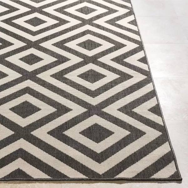 imageLivabliss Trivette Modern Outdoor Area Rug73quot SquareBlueBlack  Beige