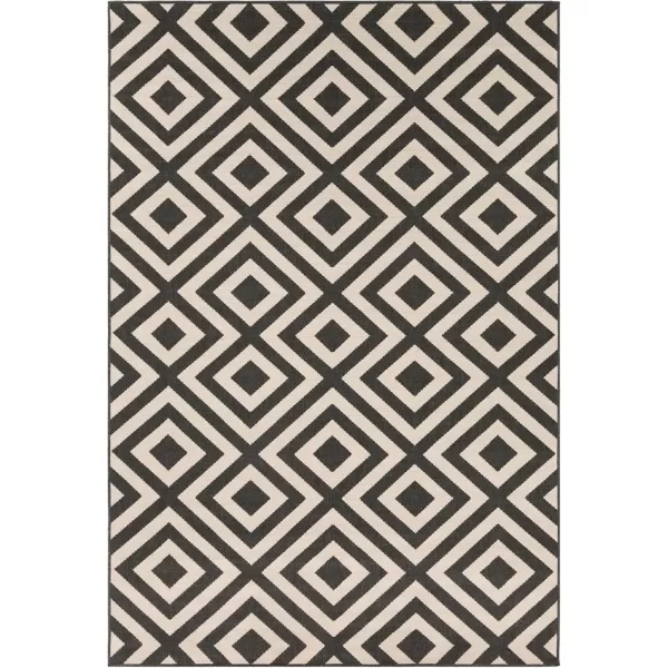 imageLivabliss Trivette Modern Outdoor Area Rug73quot SquareBlueBlack  Beige