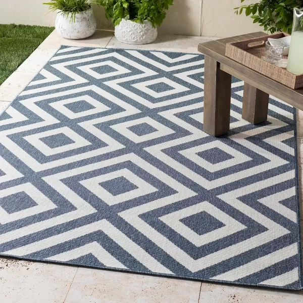 imageLivabliss Trivette Modern Outdoor Area Rug73quot SquareBlueBlue