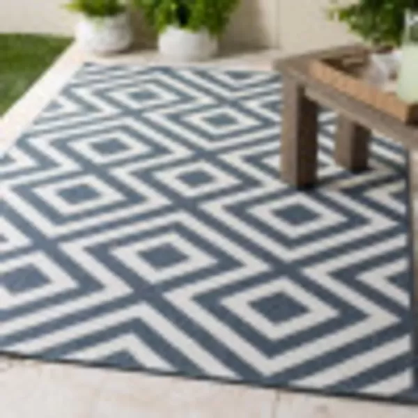 imageLivabliss Trivette Modern Outdoor Area Rug73quot SquareBlueBlue