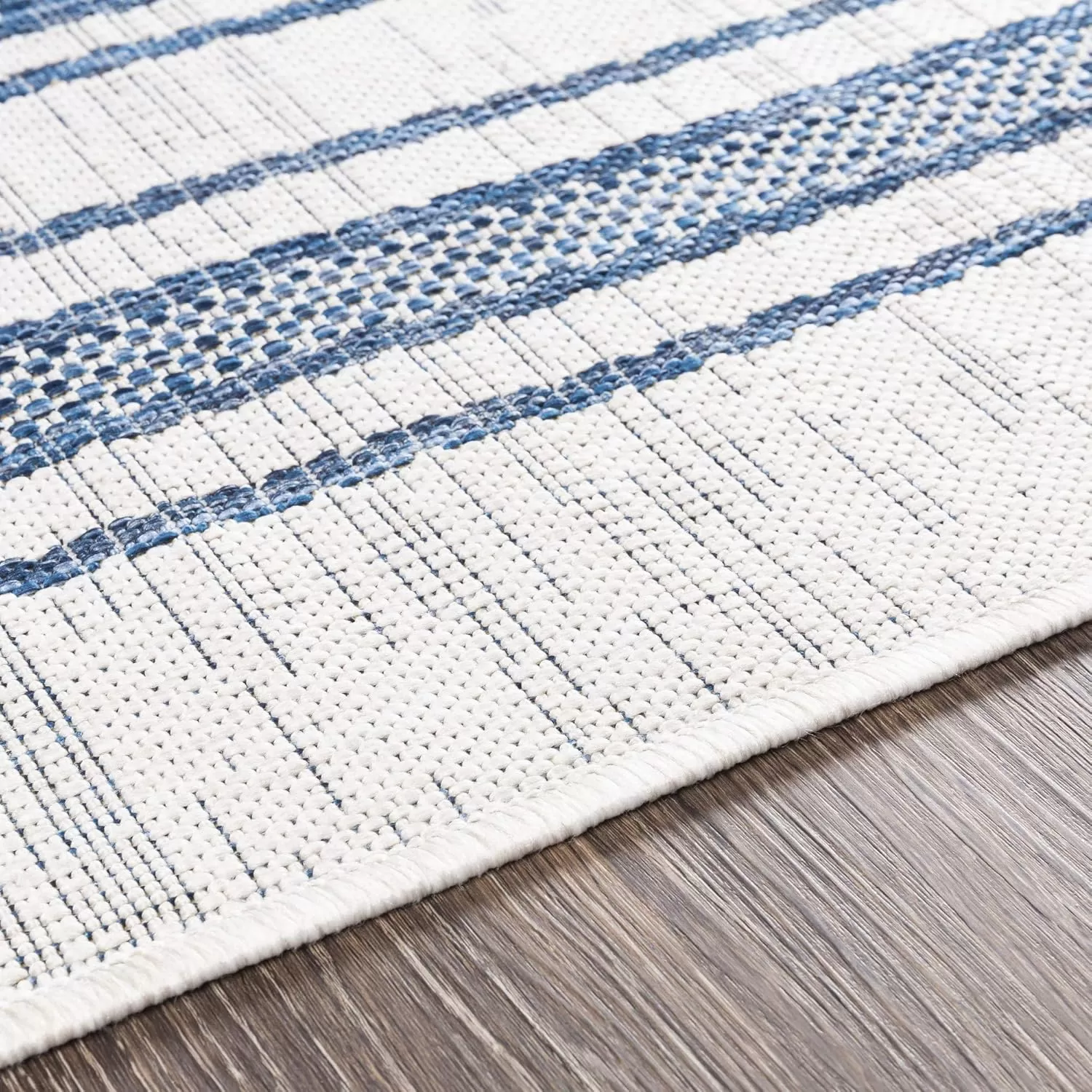 imageLivabliss Esperanza Striped Outdoor Area Rug43quot x 511quotBright BlueWhiteBright BlueWhite