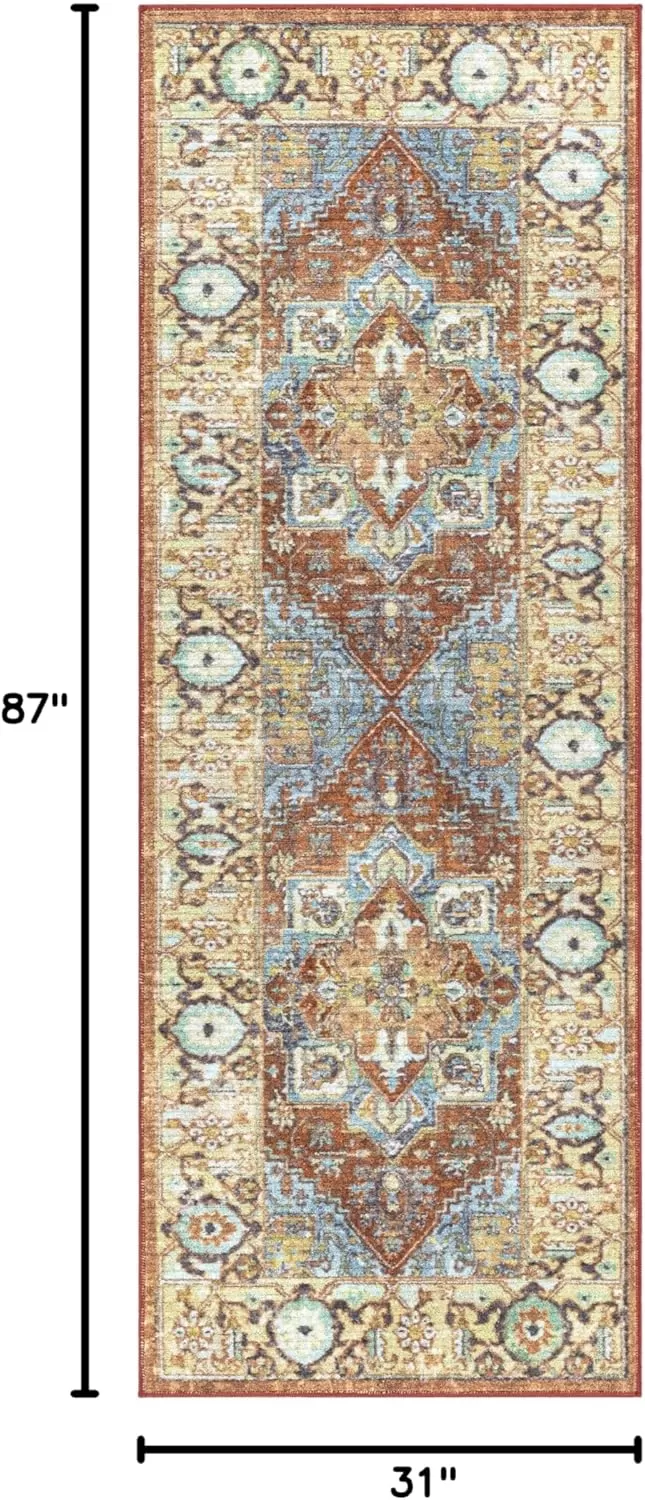 imageLivabliss Eviana Vintage Medallion Washable Area Rug 43quot x 511quot Burnt Orange27 x 73