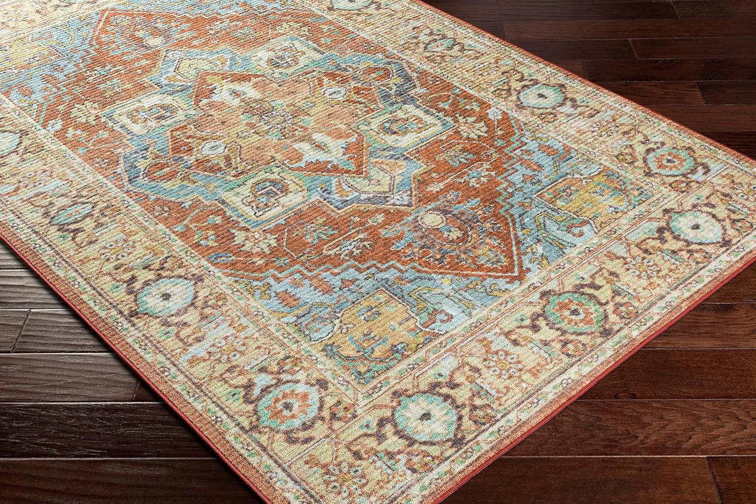 imageLivabliss Eviana Vintage Medallion Washable Area Rug 43quot x 511quot Burnt Orange27 x 73