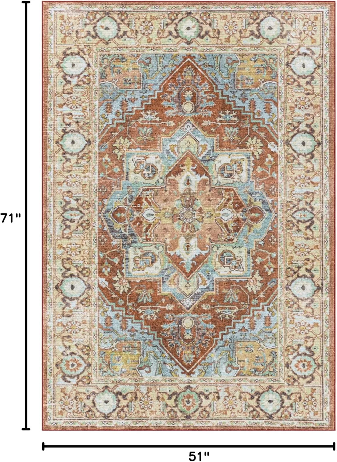 imageLivabliss Eviana Vintage Medallion Washable Area Rug 43quot x 511quot Burnt Orange43 x 511