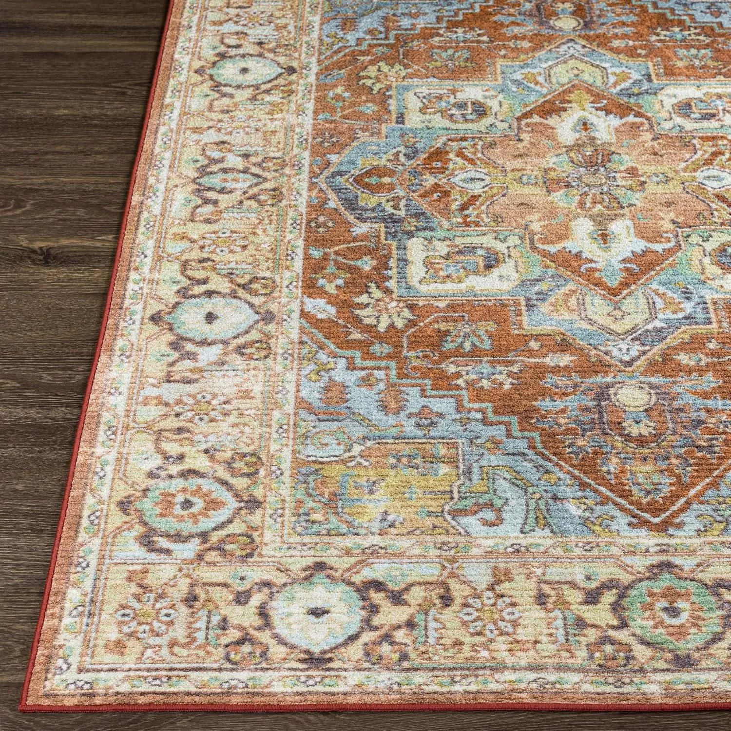 imageLivabliss Eviana Vintage Medallion Washable Area Rug 43quot x 511quot Burnt Orange43 x 511
