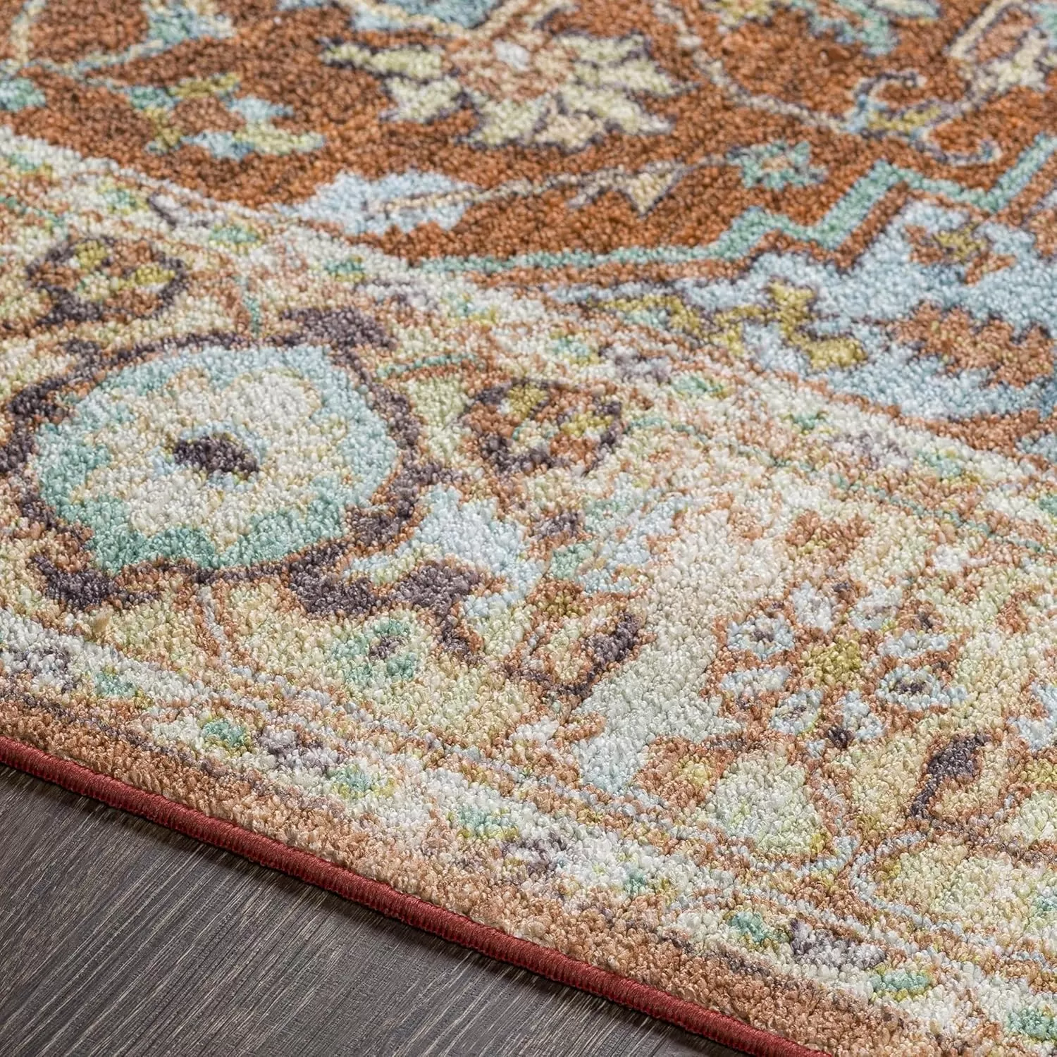 imageLivabliss Eviana Vintage Medallion Washable Area Rug 43quot x 511quot Burnt Orange43 x 511