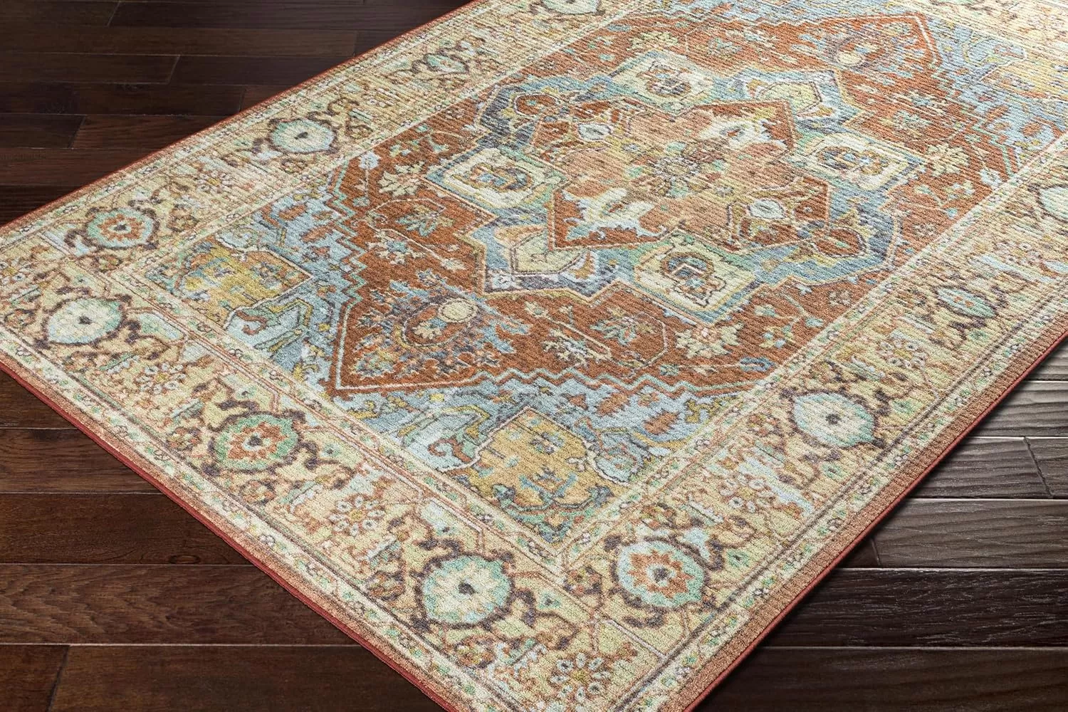 imageLivabliss Eviana Vintage Medallion Washable Area Rug 43quot x 511quot Burnt Orange43 x 511