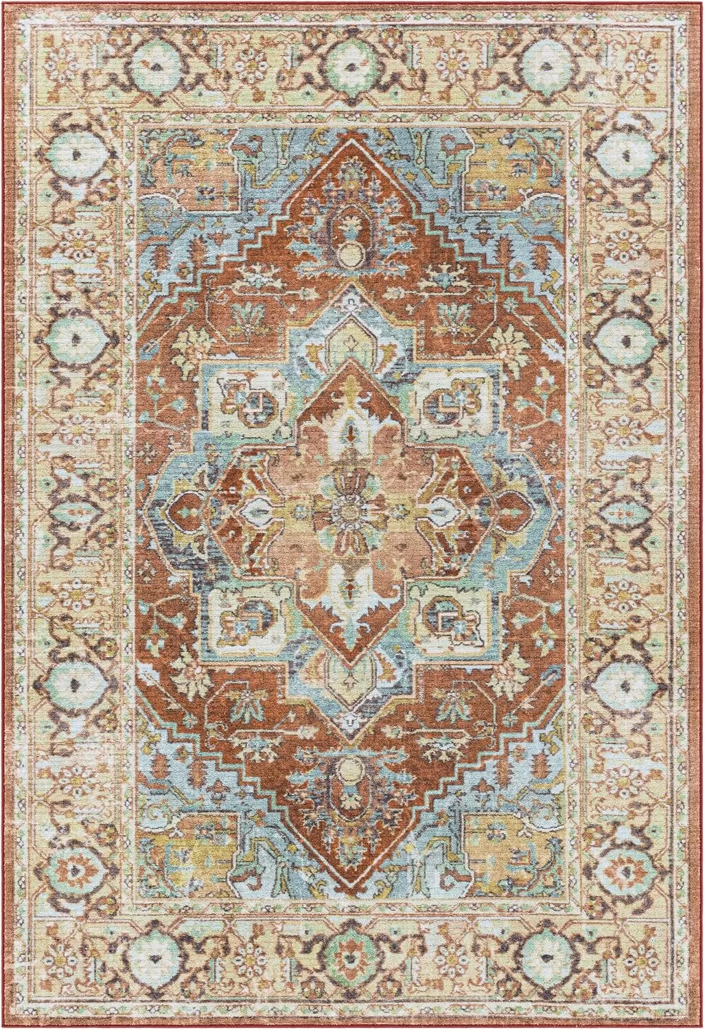 imageLivabliss Eviana Vintage Medallion Washable Area Rug 43quot x 511quot Burnt Orange43 x 511