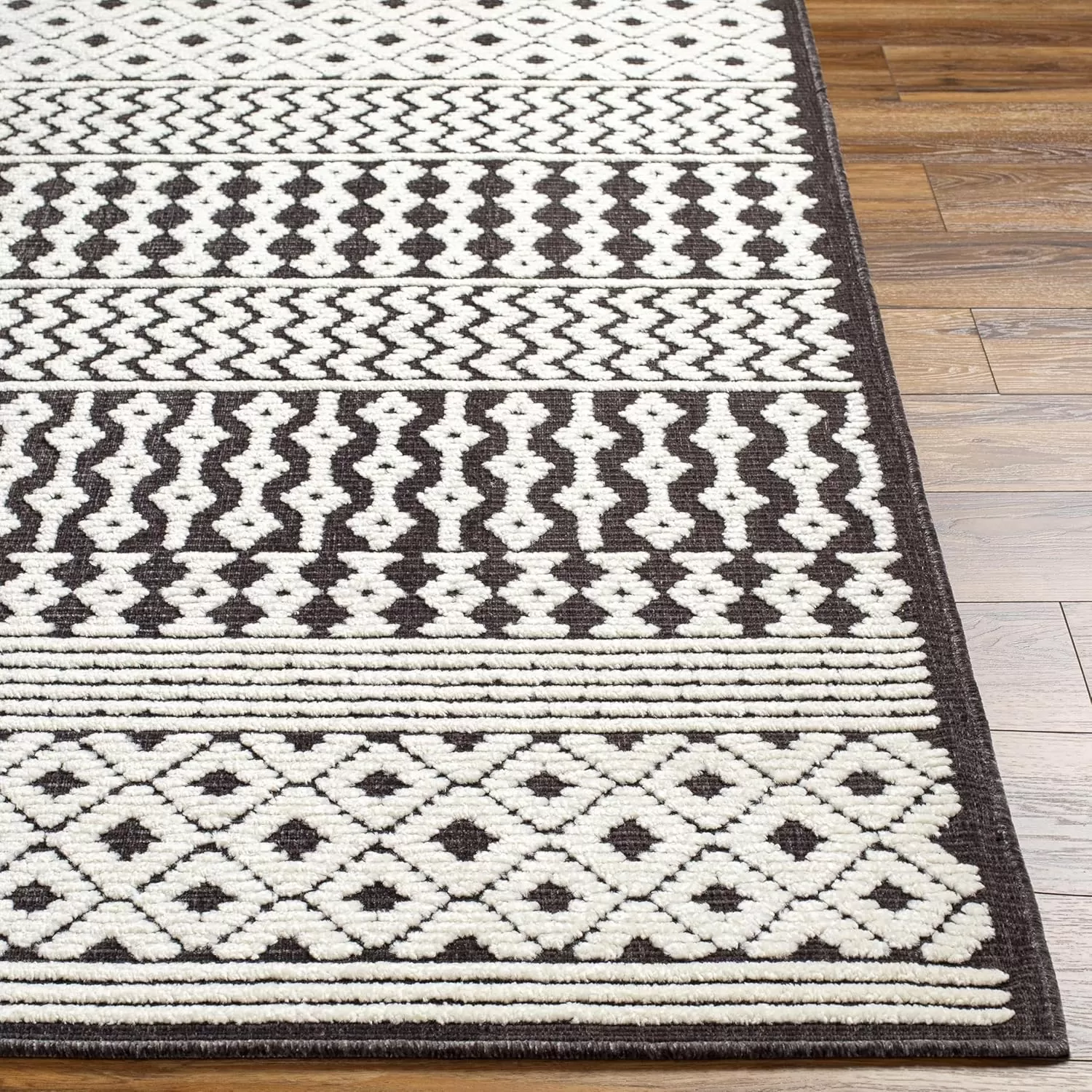 imageLivabliss Lyna Chevron Washable Area Rug2 x 210quotCreamCharcoal
