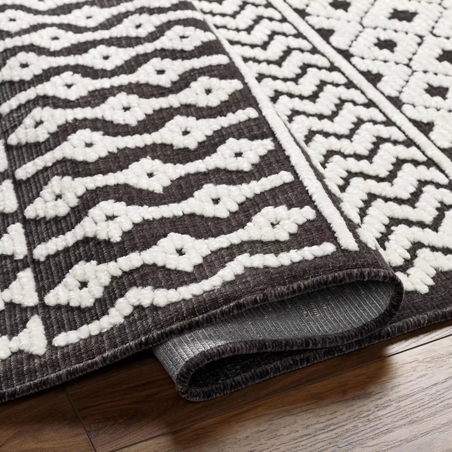 imageLivabliss Lyna Chevron Washable Area Rug2 x 210quotCreamCharcoal