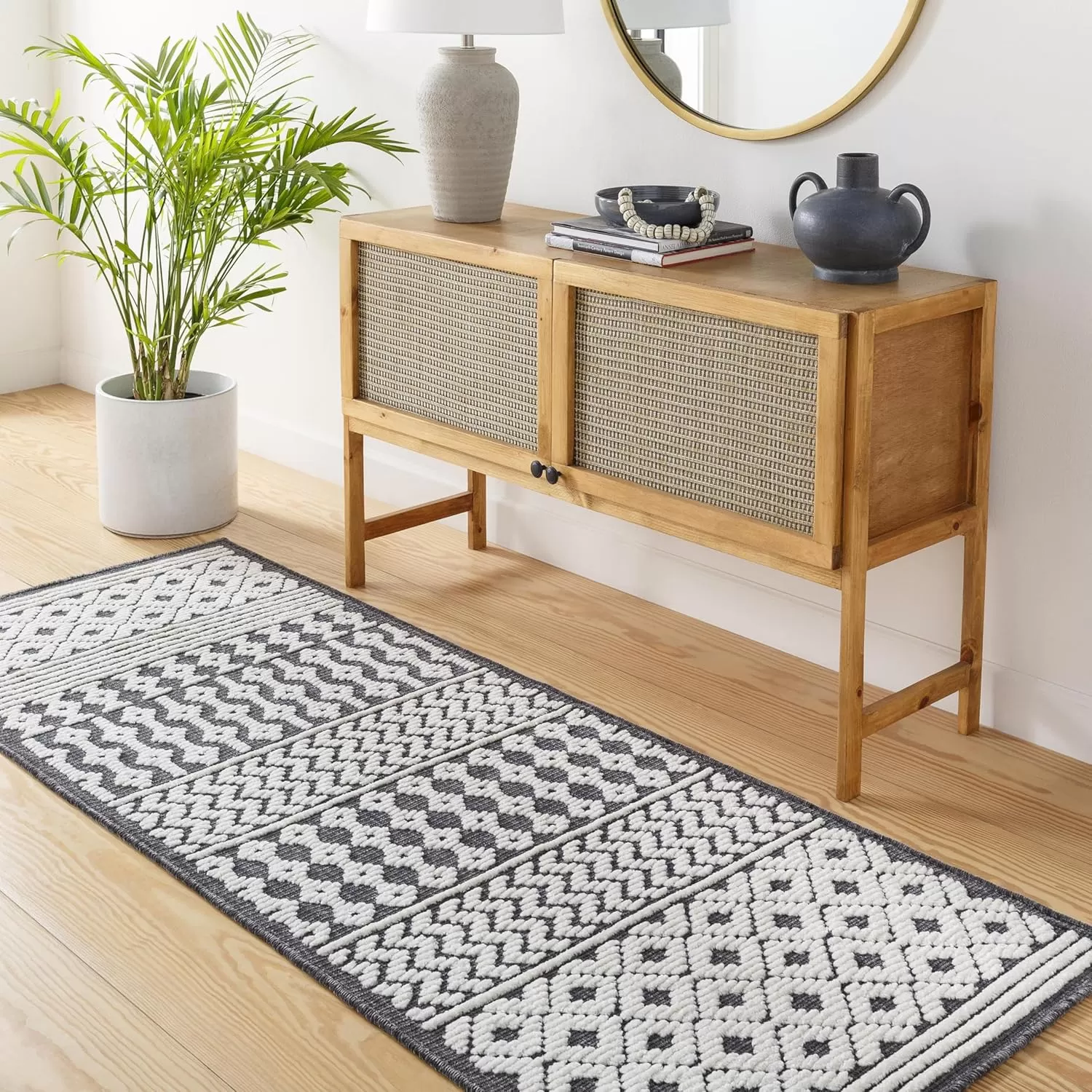 imageLivabliss Lyna Chevron Washable Area Rug2 x 210quotCreamCharcoal
