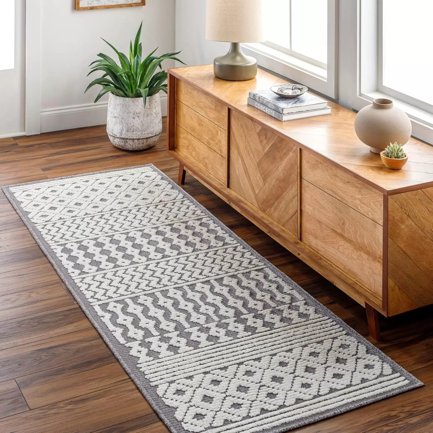 imageLivabliss Lyna Chevron Washable Area Rug2 x 210quotCreamGrey