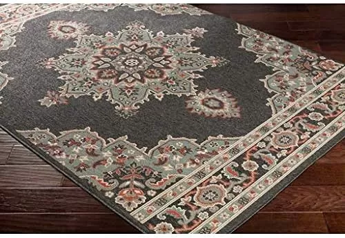imageLivabliss Maritza Medallion IndoorOutdoor Area Rug 73quot Square DenimBlack
