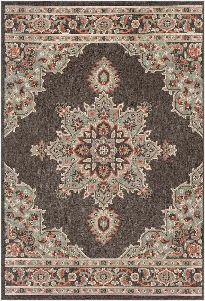 imageLivabliss Maritza Medallion IndoorOutdoor Area Rug 73quot Square DenimBlack