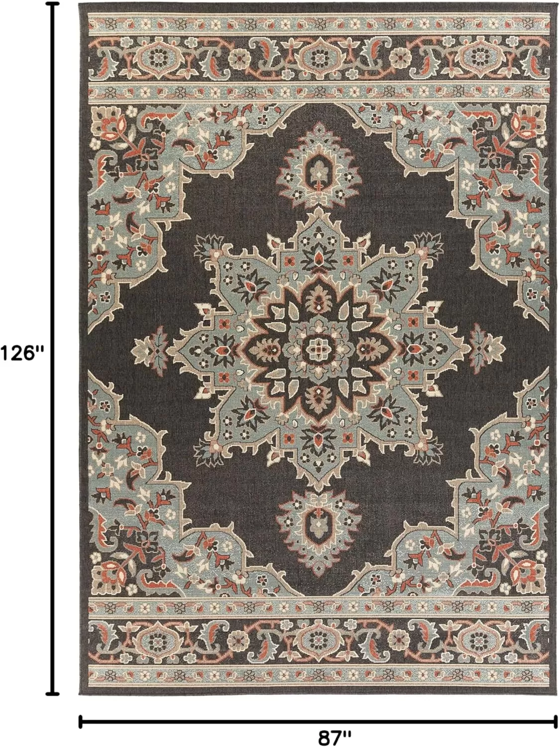 imageLivabliss Maritza Medallion IndoorOutdoor Area Rug 73quot Square DenimBlack