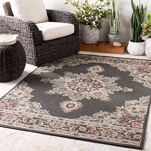 imageLivabliss Maritza Medallion IndoorOutdoor Area Rug 73quot Square DenimBlack