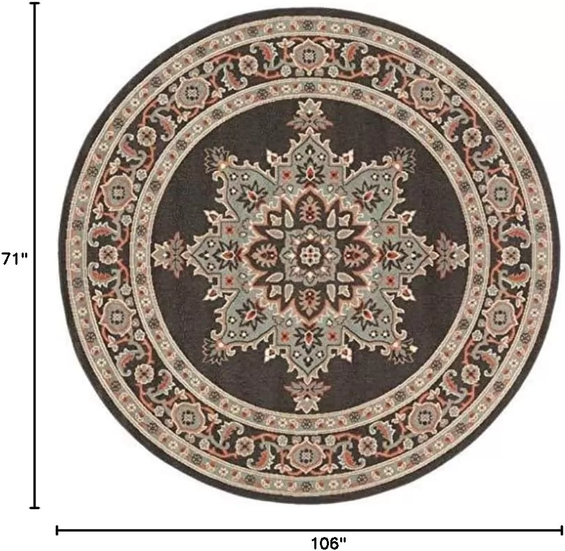 imageLivabliss Maritza Medallion IndoorOutdoor Area Rug 73quot Square DenimBlack and Sea Foam