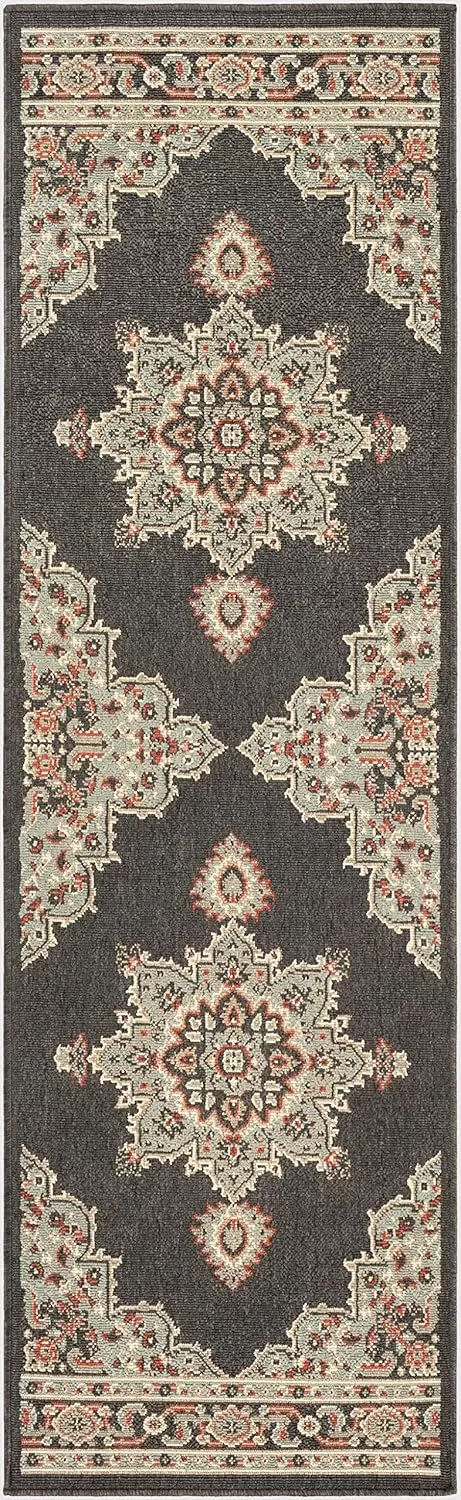 imageLivabliss Maritza Medallion IndoorOutdoor Area Rug 73quot Square DenimBlackSeafoam