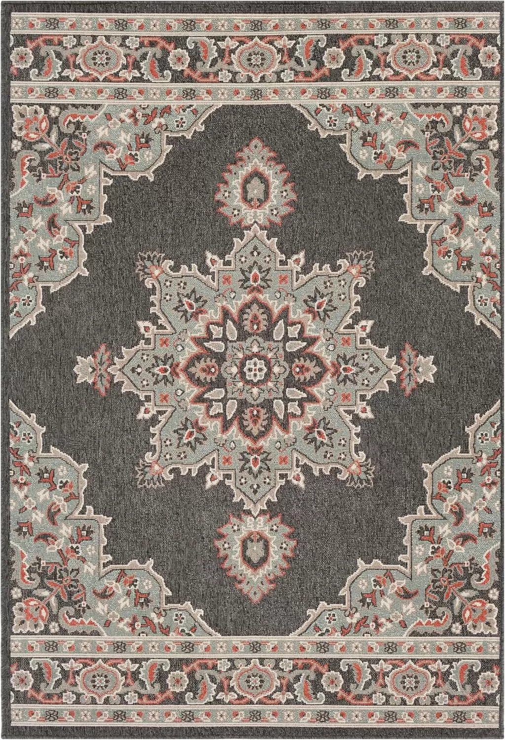 imageLivabliss Maritza Medallion IndoorOutdoor Area Rug 73quot Square DenimBlackSeafoam