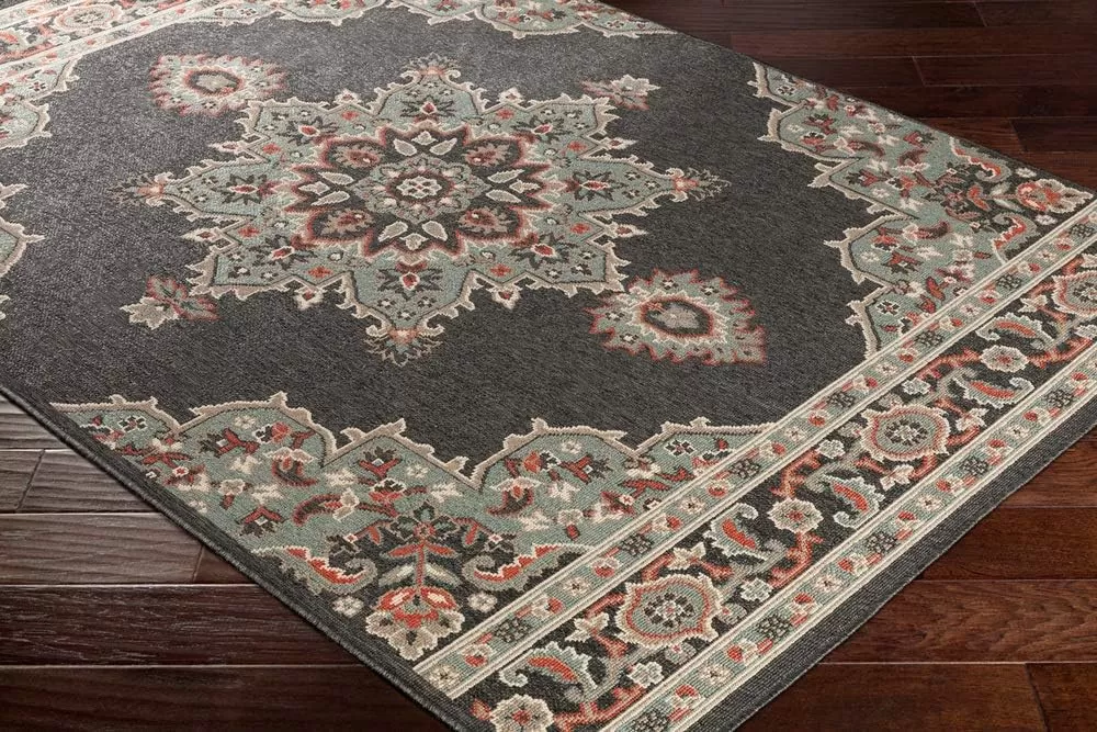 imageLivabliss Maritza Medallion IndoorOutdoor Area Rug 73quot Square DenimBlackSeafoam