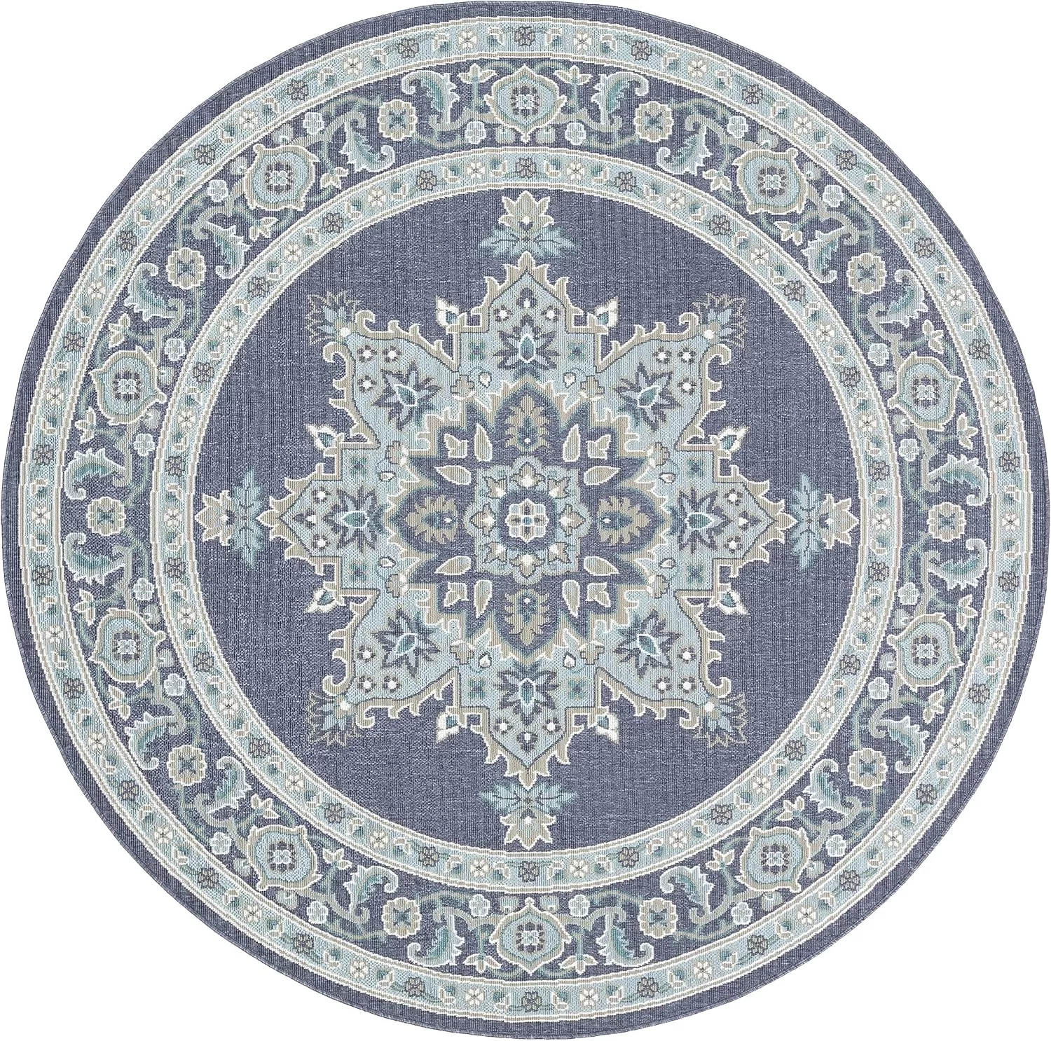 imageLivabliss Maritza Medallion IndoorOutdoor Area Rug 73quot Square DenimDenim