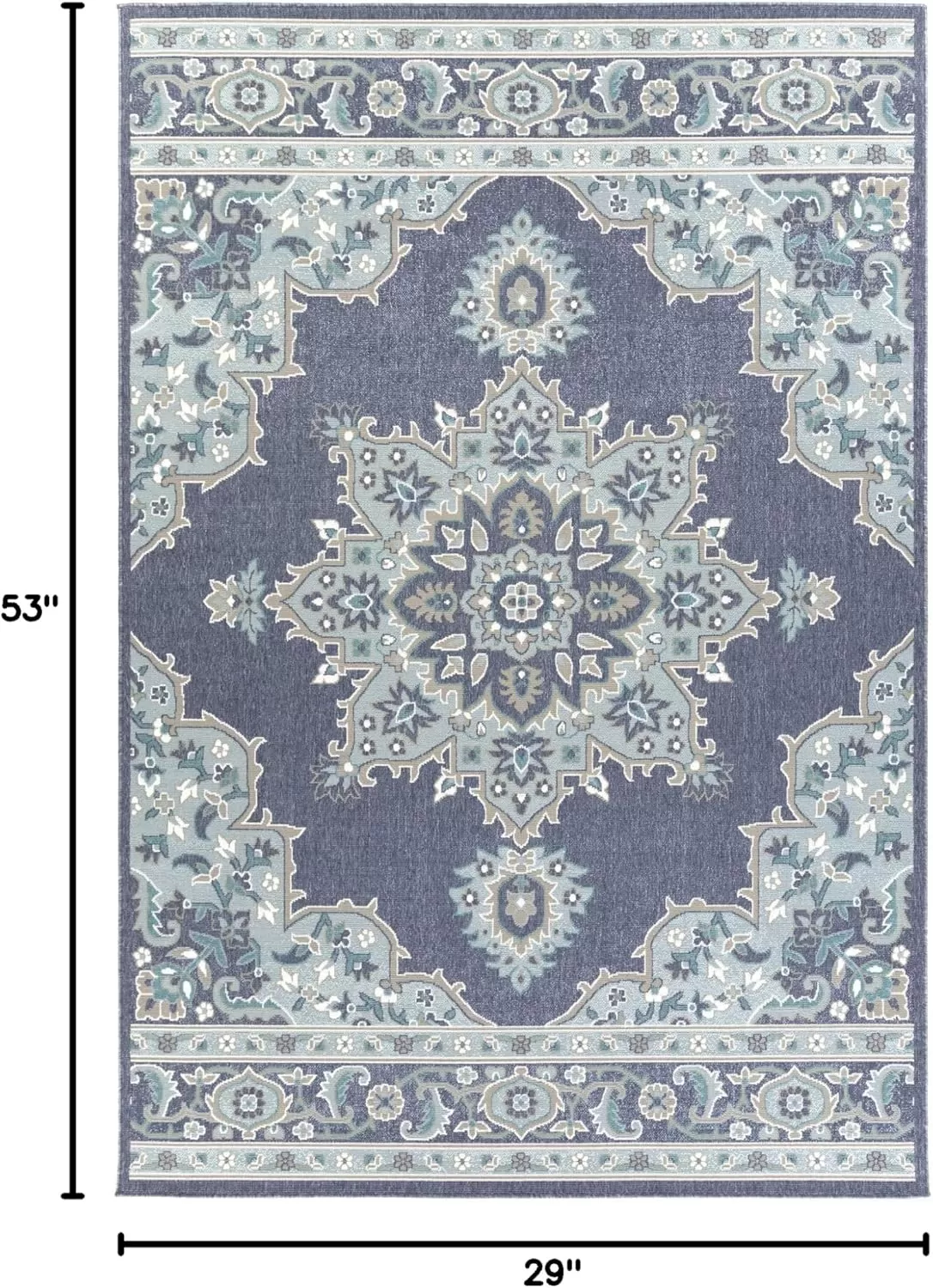 imageLivabliss Maritza Medallion IndoorOutdoor Area Rug 73quot Square DenimDenim