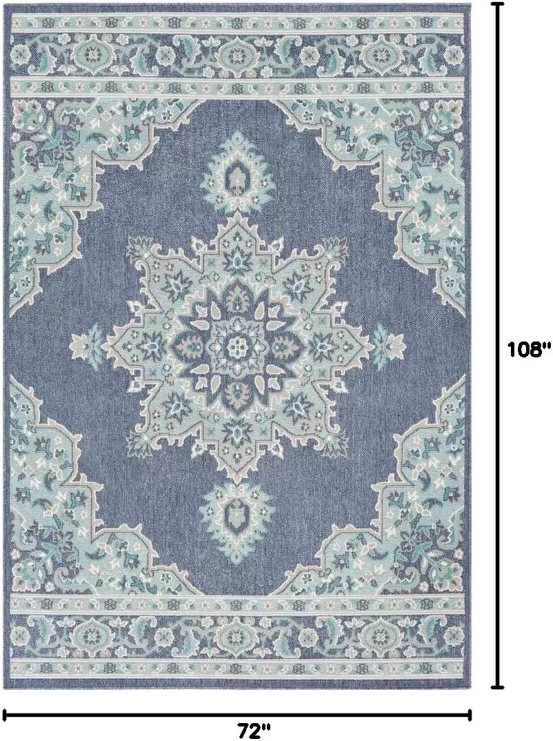 imageLivabliss Maritza Medallion IndoorOutdoor Area Rug 73quot Square DenimDenim