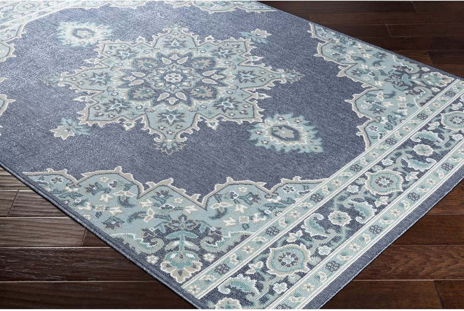imageLivabliss Maritza Medallion IndoorOutdoor Area Rug 73quot Square DenimDenim