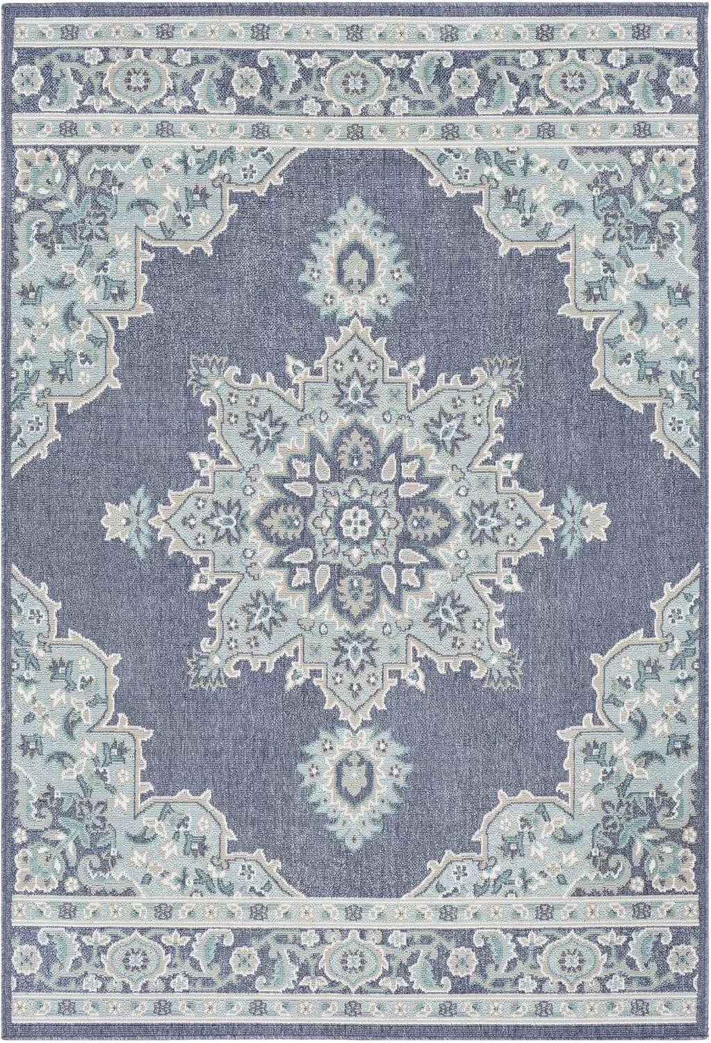 imageLivabliss Maritza Medallion IndoorOutdoor Area Rug 73quot Square DenimDenim