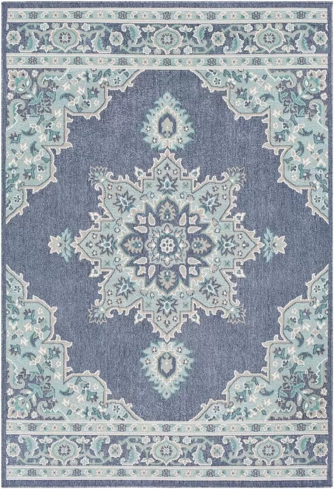 imageLivabliss Maritza Medallion IndoorOutdoor Area Rug 73quot Square DenimDenim