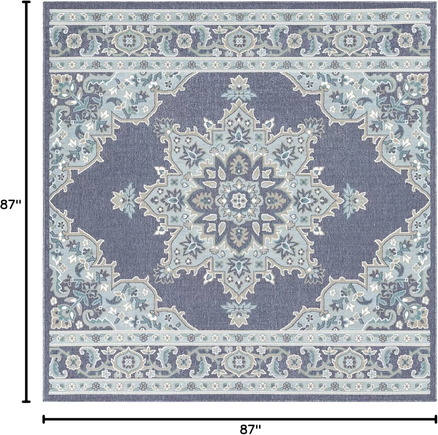 imageLivabliss Maritza Medallion IndoorOutdoor Area Rug 73quot Square DenimDenim
