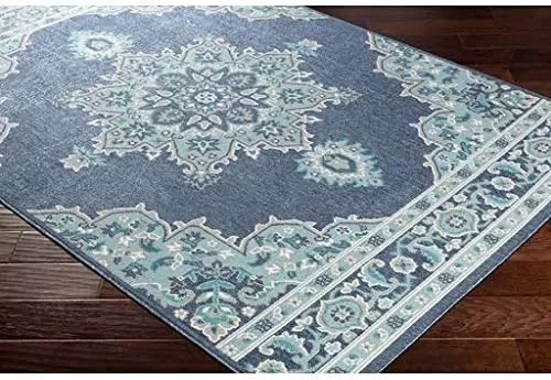 imageLivabliss Maritza Medallion IndoorOutdoor Area Rug 73quot Square DenimDenim