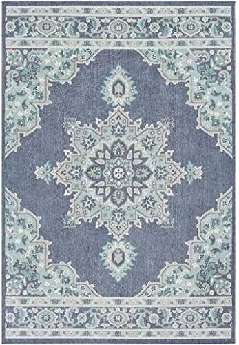 imageLivabliss Maritza Medallion IndoorOutdoor Area Rug 73quot Square DenimDenim