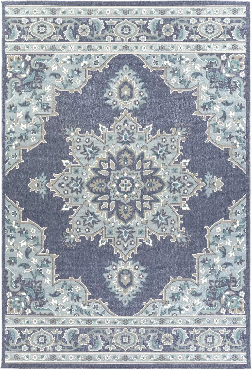 imageLivabliss Maritza Medallion IndoorOutdoor Area Rug 73quot Square DenimDenim