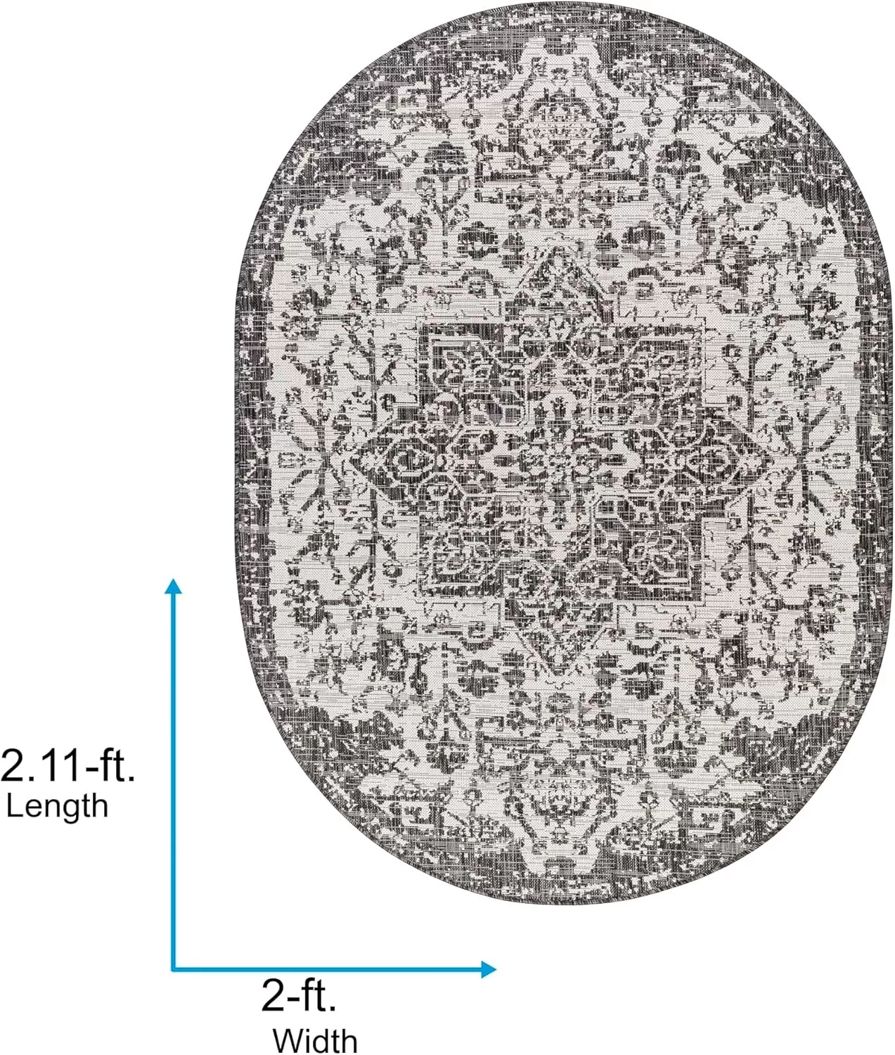 imageLivabliss Masha Vintage Medallion Outdoor Area Rug710quot SquareDark Gray2 x 211