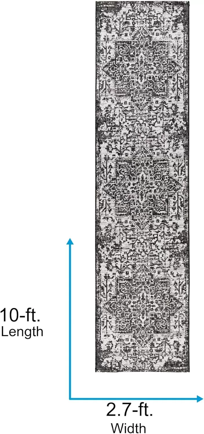 imageLivabliss Masha Vintage Medallion Outdoor Area Rug710quot SquareDark Gray27 x 10