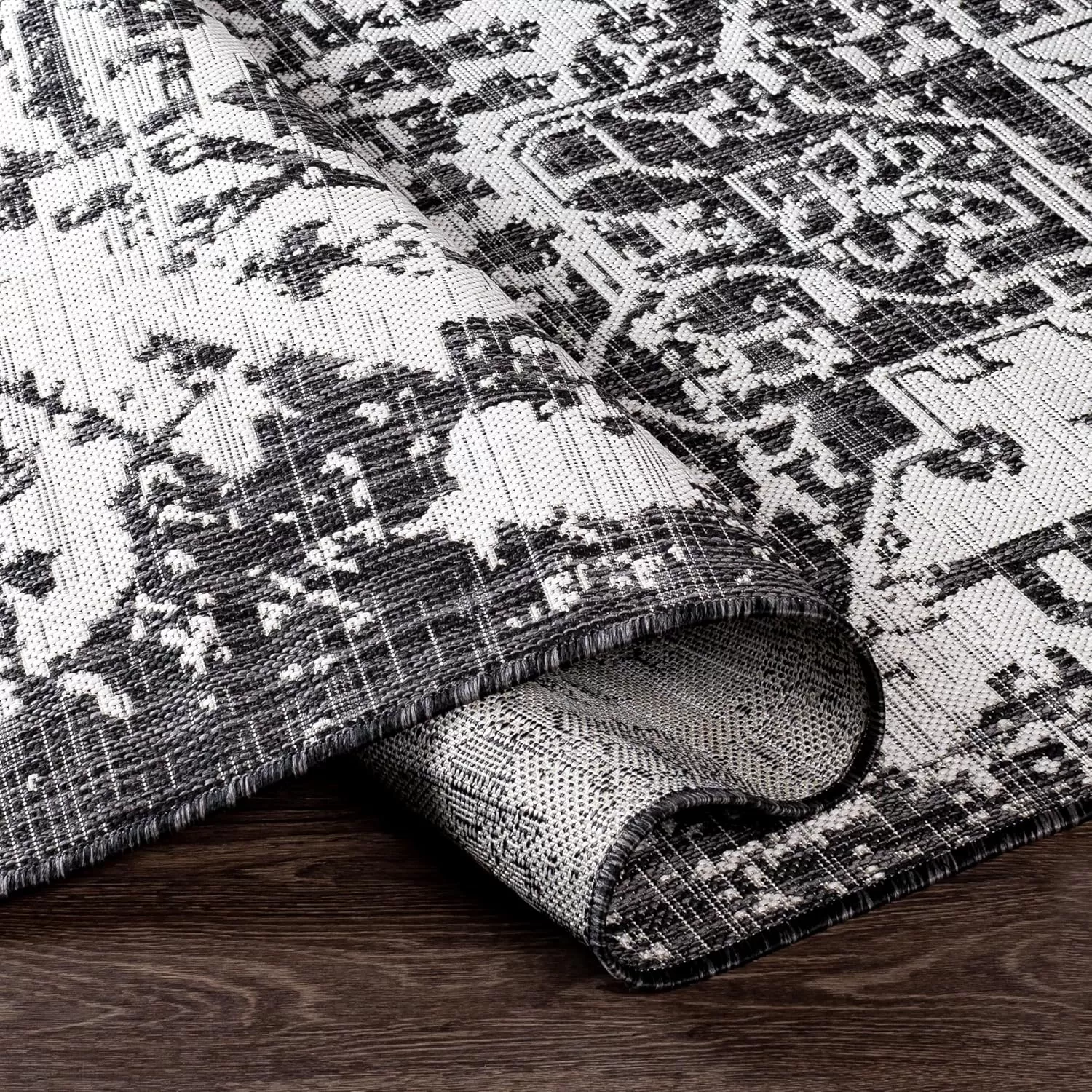 imageLivabliss Masha Vintage Medallion Outdoor Area Rug710quot SquareDark Gray67 Square