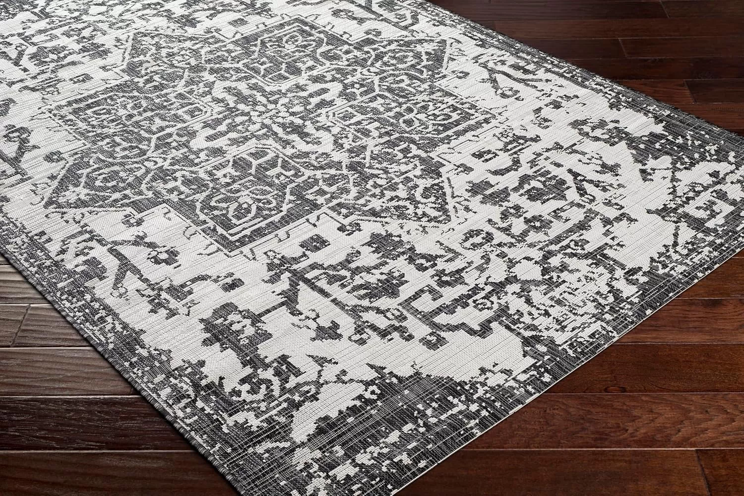 imageLivabliss Masha Vintage Medallion Outdoor Area Rug710quot SquareDark Gray710 Square