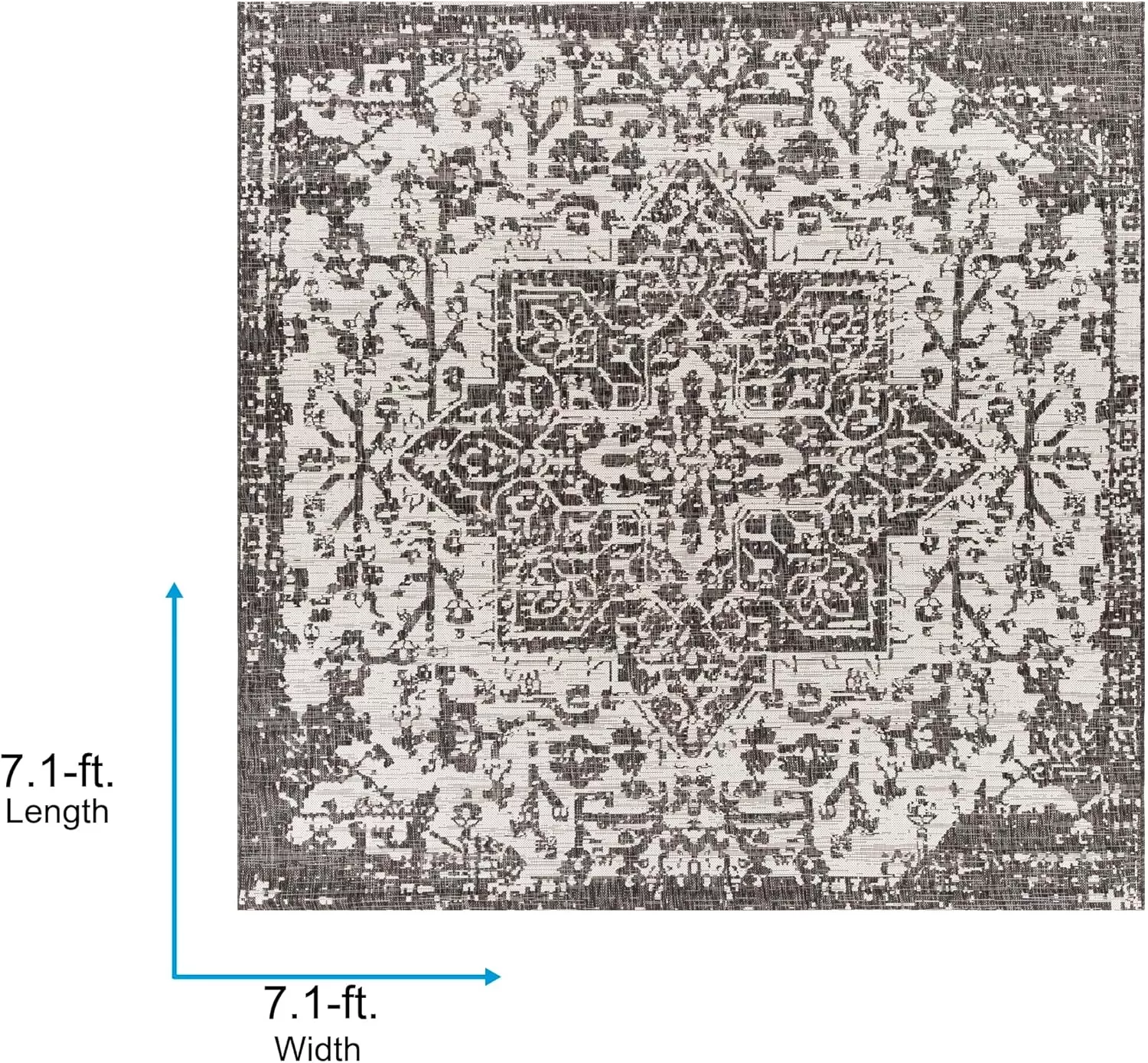 imageLivabliss Masha Vintage Medallion Outdoor Area Rug710quot SquareDark Gray710 Square
